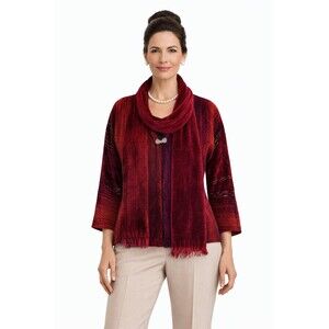 Vintage Cynthia Krause Weaver Women Art To Wear Chenille Talbots Sweater & Scarf